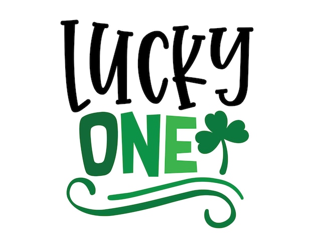 Lucky One Funny Irish Day letras coloridas con fondo blanco