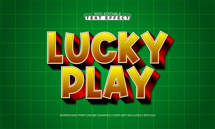 Vector lucky play efecto de texto editable con un estilo de texto de juegos y niños