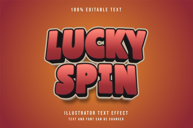 Lucky spin, efecto de texto editable en 3d, gradación roja, estilo negro