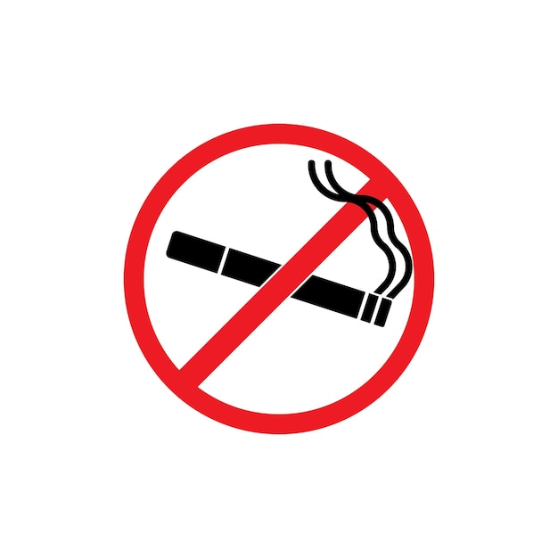 Lugar de cigarrillos y plantilla de diseño de ilustración de vector de símbolo de no fumar