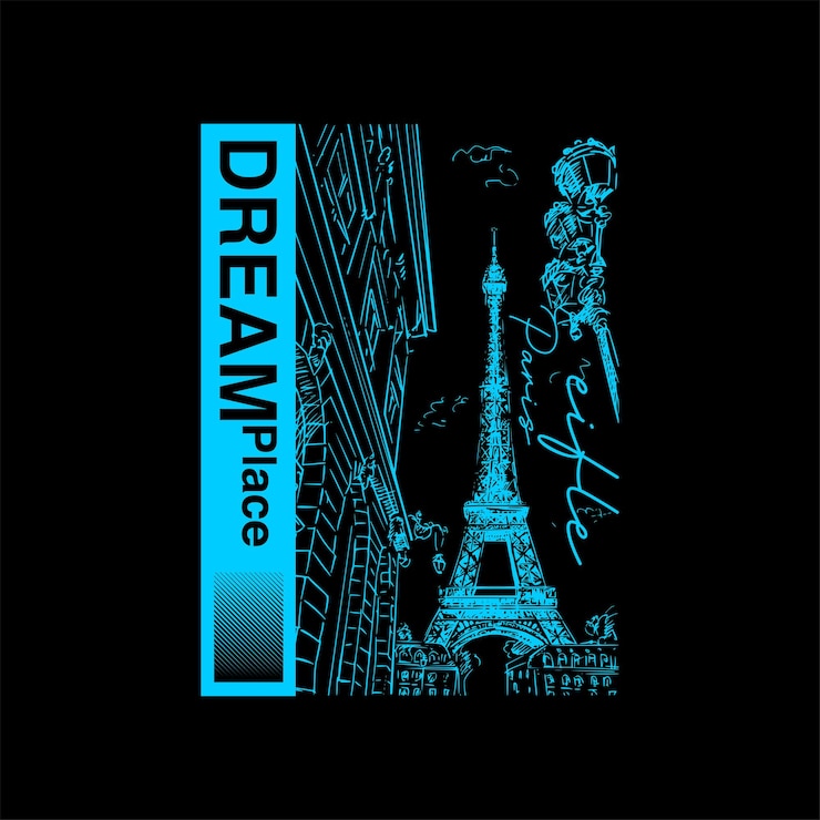 Vector lugar de ensueño parís simple moda vintage