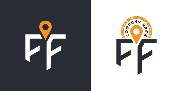 Lugar Logo Bundle Carta FF Logo FF Iconos de doble vector para el reclutamiento y la navegación