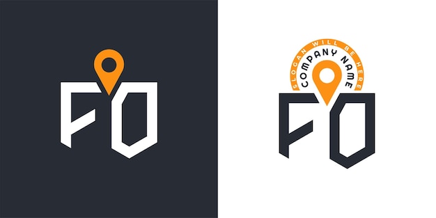 Lugar Logo Bundle Carta FO FO Logo Iconos de doble vector para el reclutamiento y la navegación
