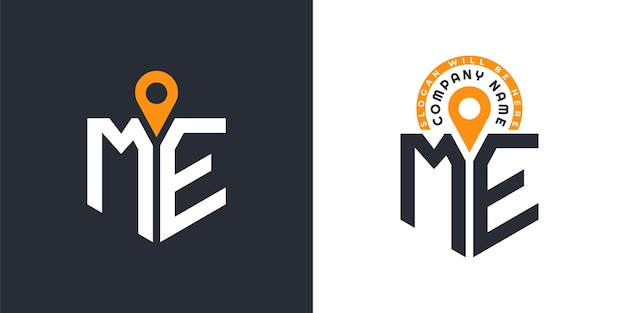 Lugar Logo Bundle Carta ME Logo ME Iconos de doble vector para el reclutamiento y la navegación