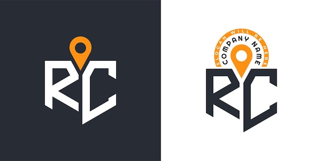 Lugar Logo Bundle Carta RC Logo Iconos de doble vector para el reclutamiento y la navegación