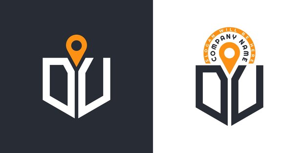 Lugar Logo Bundle Letra DU Logo DU Iconos de doble vector para el reclutamiento y la navegación