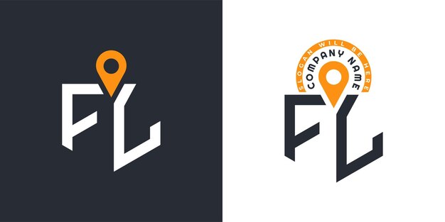 Lugar Logo Bundle letra FL Logo FL Iconos de doble vector para el reclutamiento y la navegación