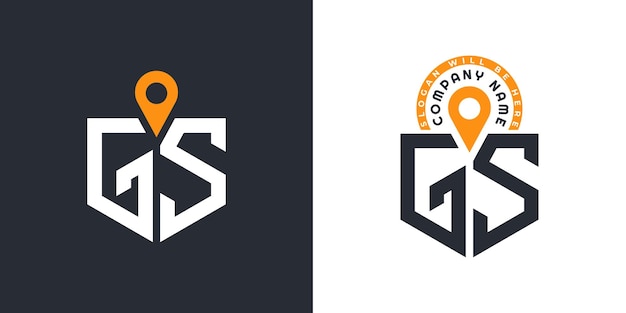 Lugar Logo Bundle letra GS Logo Iconos de doble vector para el reclutamiento y la navegación