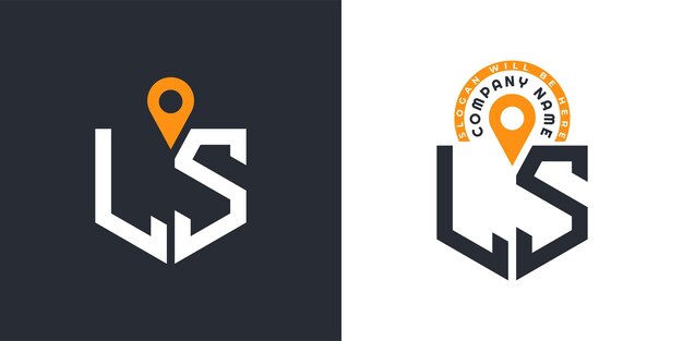 Lugar Logo Bundle Letra LS Logo Iconos de doble vector para el reclutamiento y la navegación