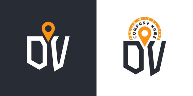 Lugar Logo Bundle Letra OV Logo OV Iconos de doble vector para el reclutamiento y la navegación