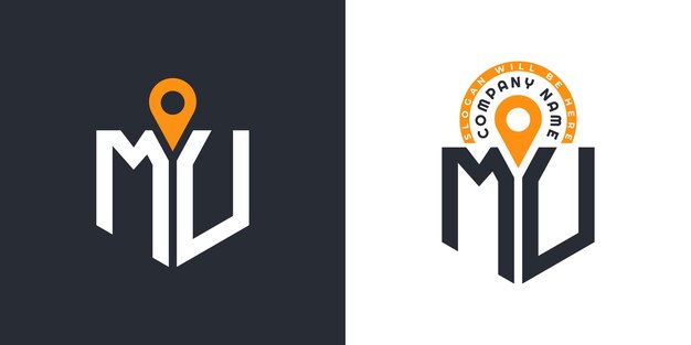 Lugar MU Logo Bundle Carta MU Logo Iconos de doble vector para el reclutamiento y la navegación