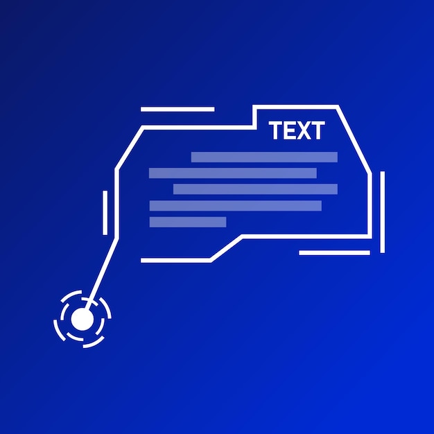 Lugar para el signo de texto Discurso azul plano para el cuadro de diálogo de texto Icono de vector