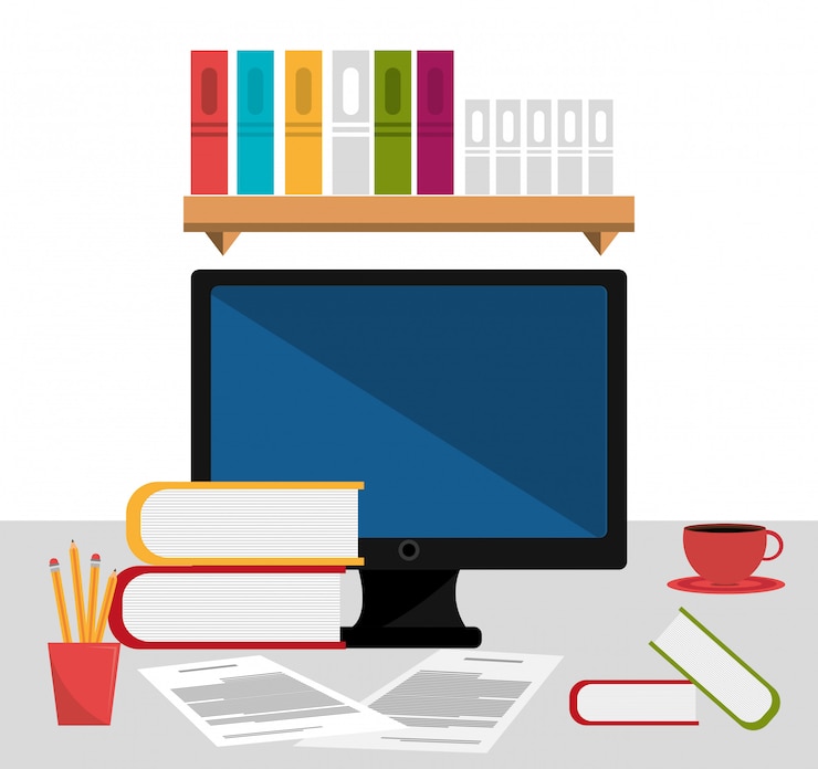Vector lugar de trabajo de oficina aislado icono de diseño