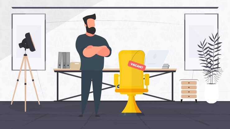 Vector lugar vacante. candidato de trabajo. silla de oficina. concepto de búsqueda de personas para el trabajo. vector.