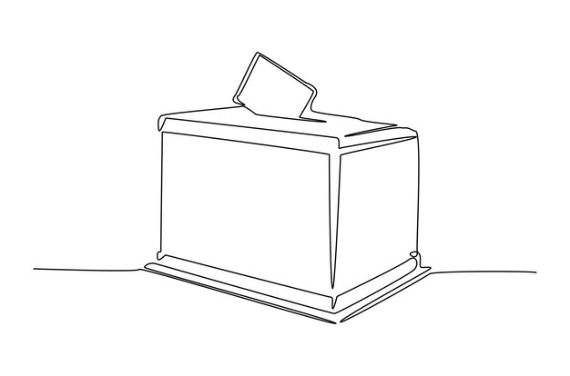 lugar de votación de la caja de asignación en diseño de dibujo de una línea continua
