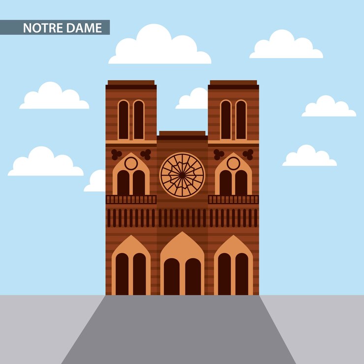 Vector lugares famosos en el mundo notre dame clouds blue sky