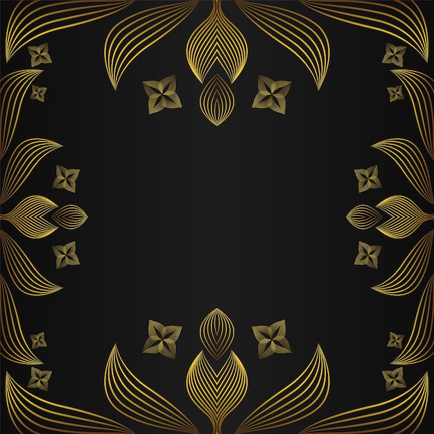 lujo abstracto patrón floral dorado en diseño de fondo negro