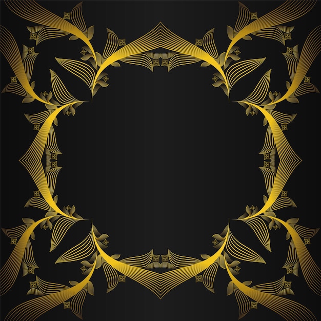 lujo abstracto patrón floral dorado en diseño de fondo negro