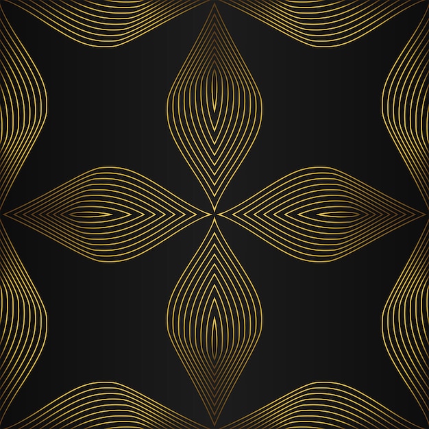 lujo abstracto patrón floral dorado en diseño de fondo negro
