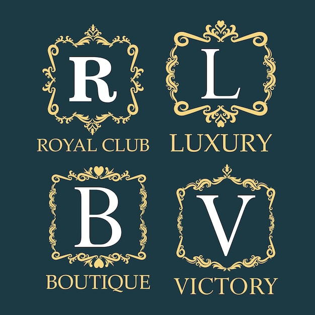 Vector lujo club victoria boutique boutique y el icono de adorno