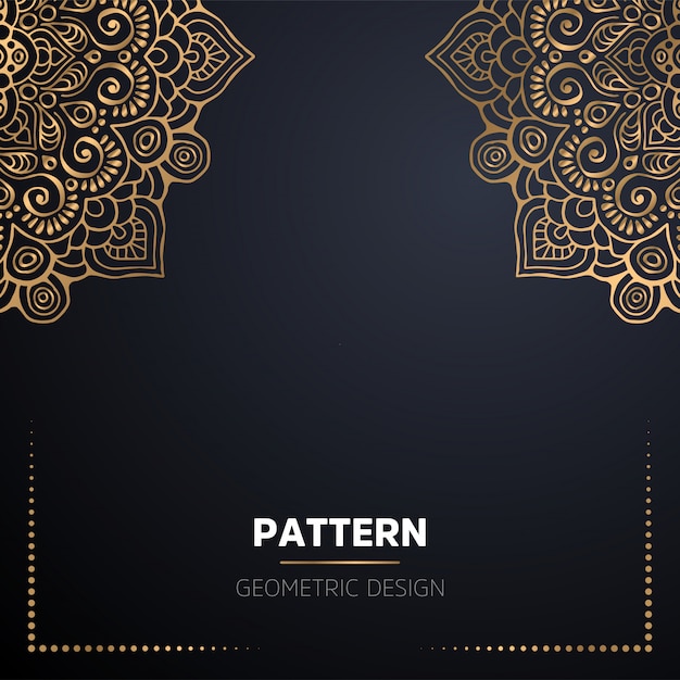 Lujo diseño de mandala ornamental fondo en color oro