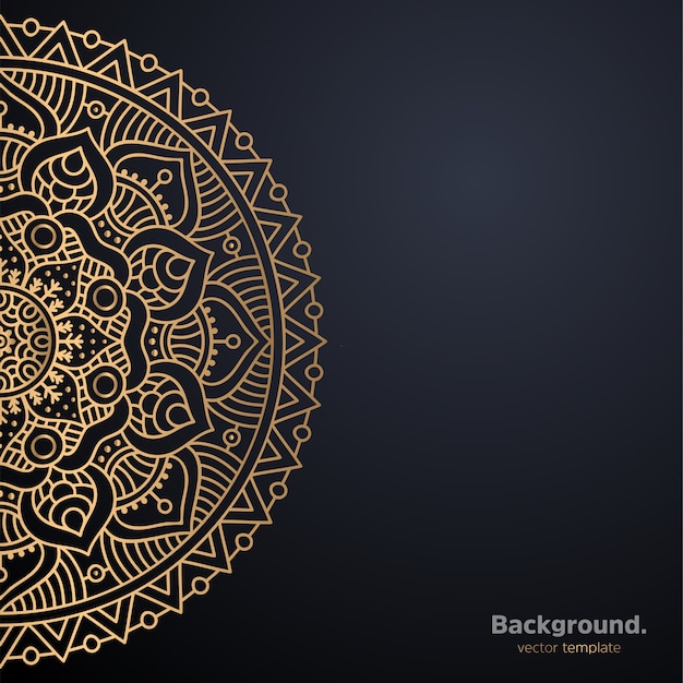 Lujo diseño de mandala ornamental fondo en color oro