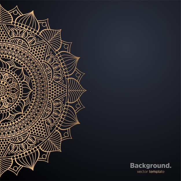 Lujo diseño de mandala ornamental fondo en color oro