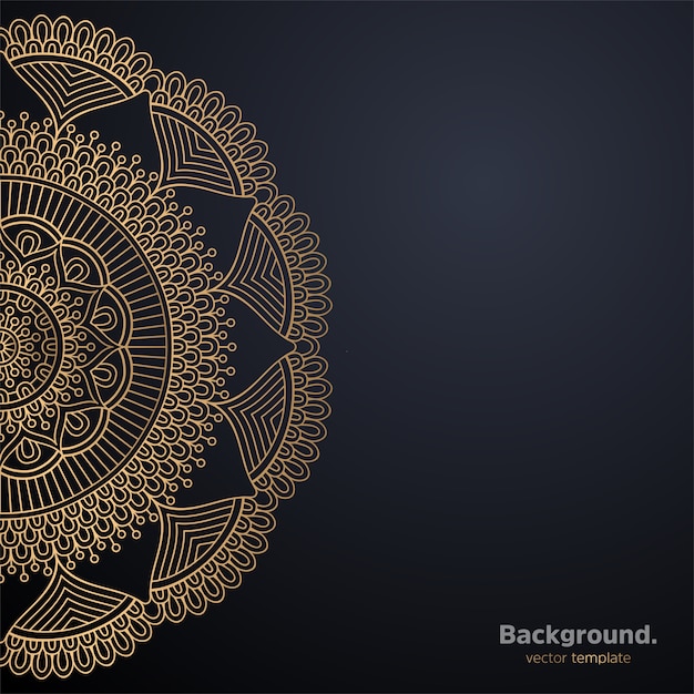 Lujo diseño de mandala ornamental fondo en color oro