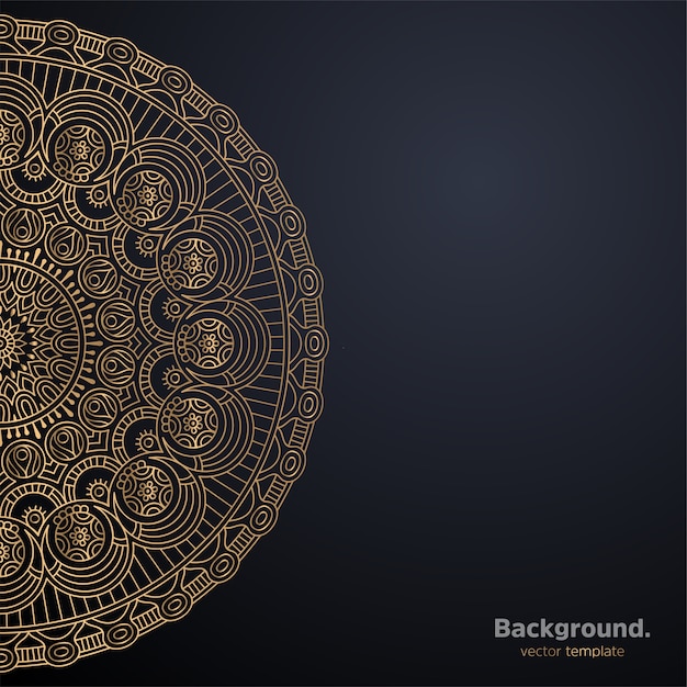 Lujo diseño de mandala ornamental fondo en color oro