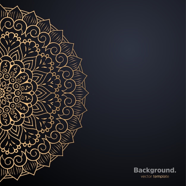 Lujo diseño de mandala ornamental fondo en color oro