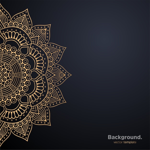 Lujo diseño de mandala ornamental fondo en color oro