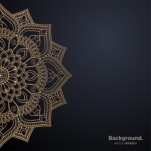 Lujo diseño de mandala ornamental fondo en color oro