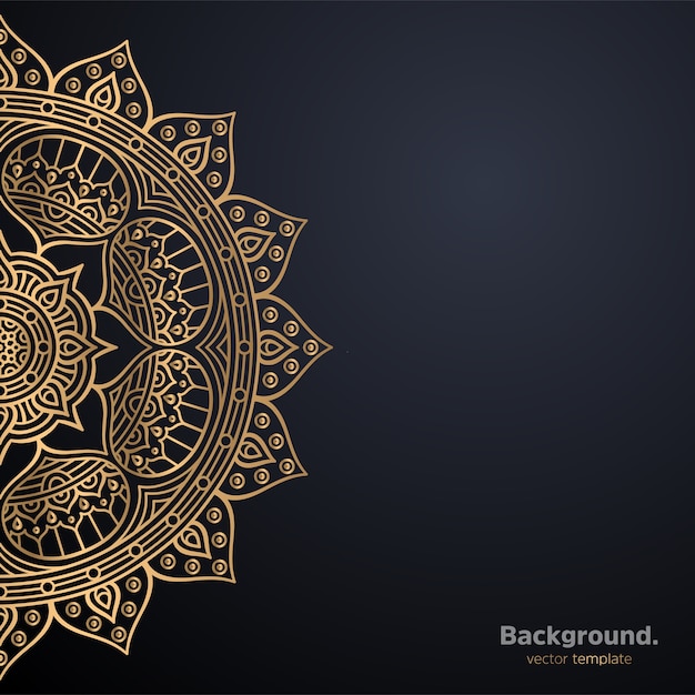 Lujo diseño de mandala ornamental fondo en color oro