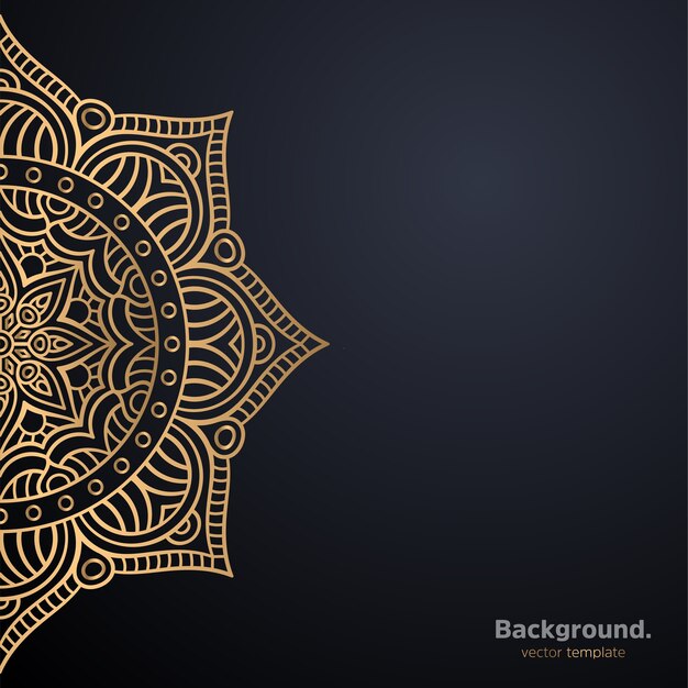 Lujo diseño de mandala ornamental fondo en color oro