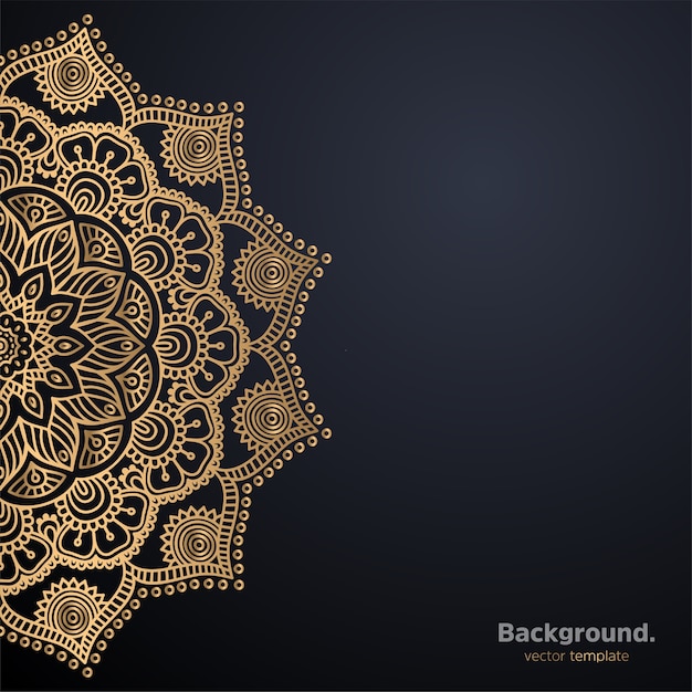 Lujo diseño de mandala ornamental fondo en color oro