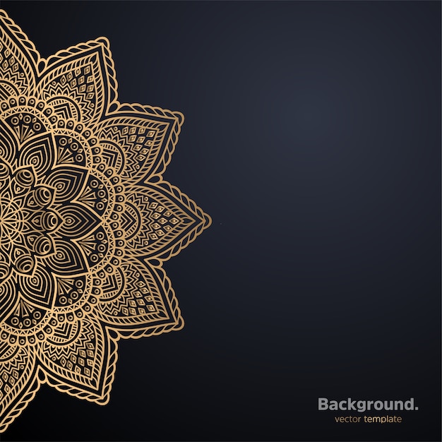 Lujo diseño de mandala ornamental fondo en color oro