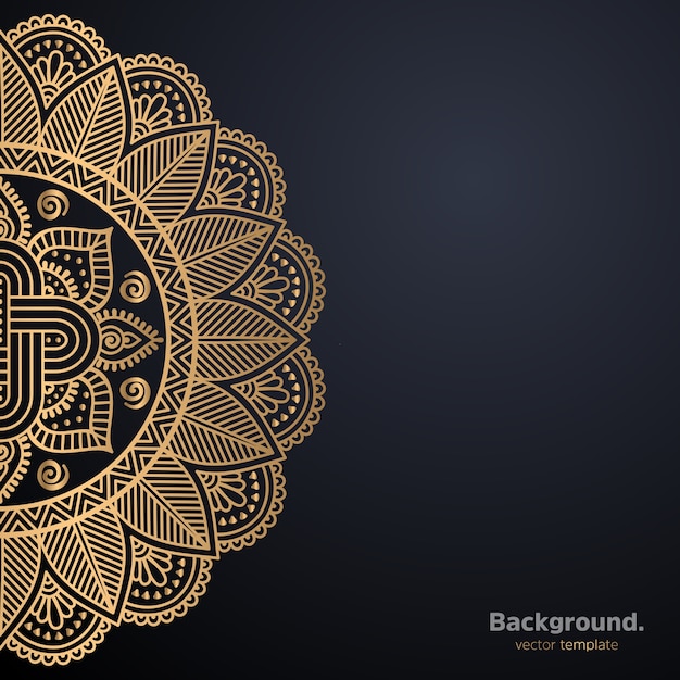Lujo diseño de mandala ornamental fondo en color oro