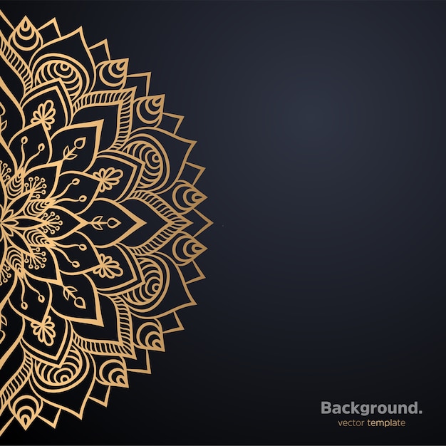 Lujo diseño de mandala ornamental fondo en color oro