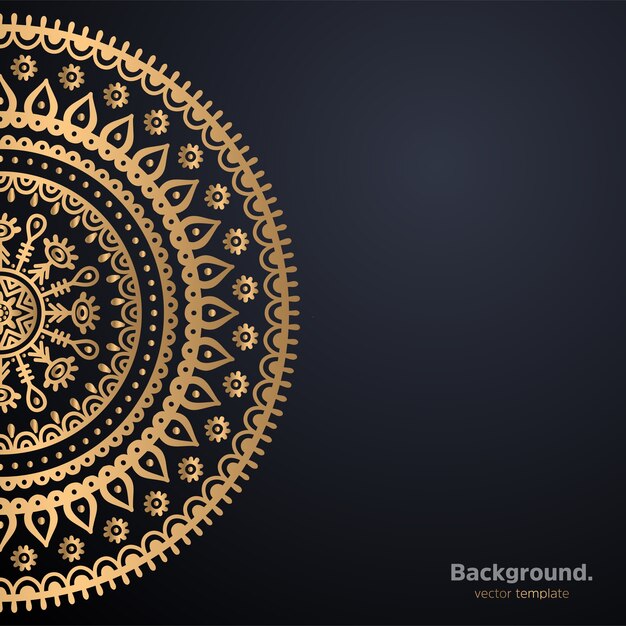 Lujo diseño de mandala ornamental fondo en color oro