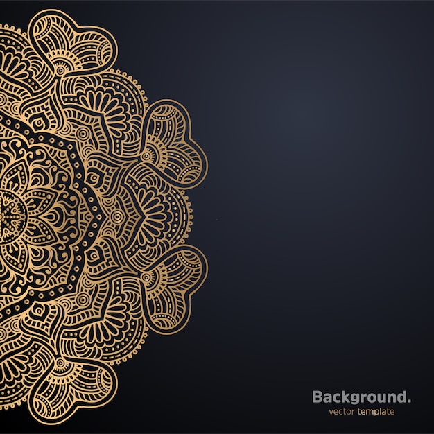 Lujo diseño de mandala ornamental fondo en color oro