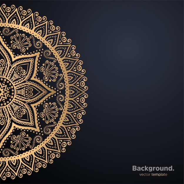Lujo diseño de mandala ornamental fondo en color oro