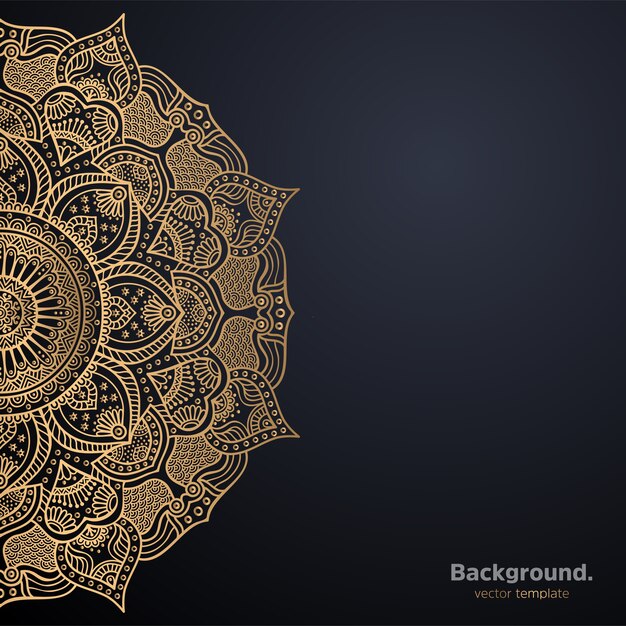 Lujo diseño de mandala ornamental fondo en color oro