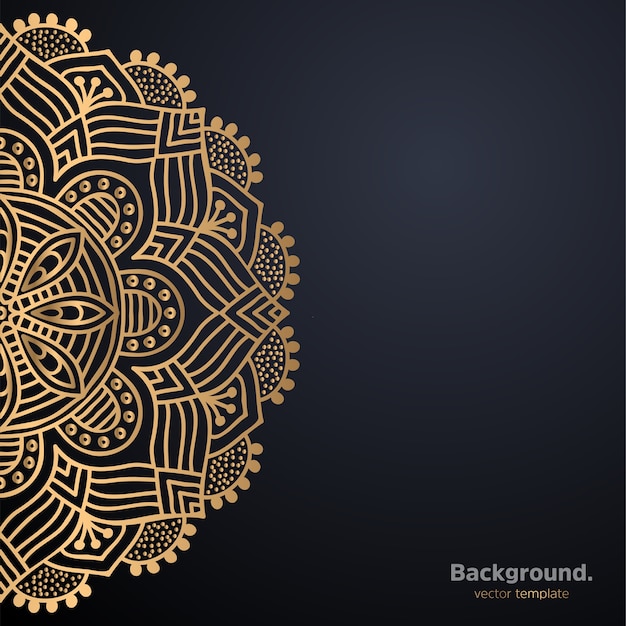 Lujo diseño de mandala ornamental fondo en color oro