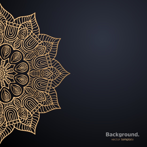 Lujo diseño de mandala ornamental fondo en color oro