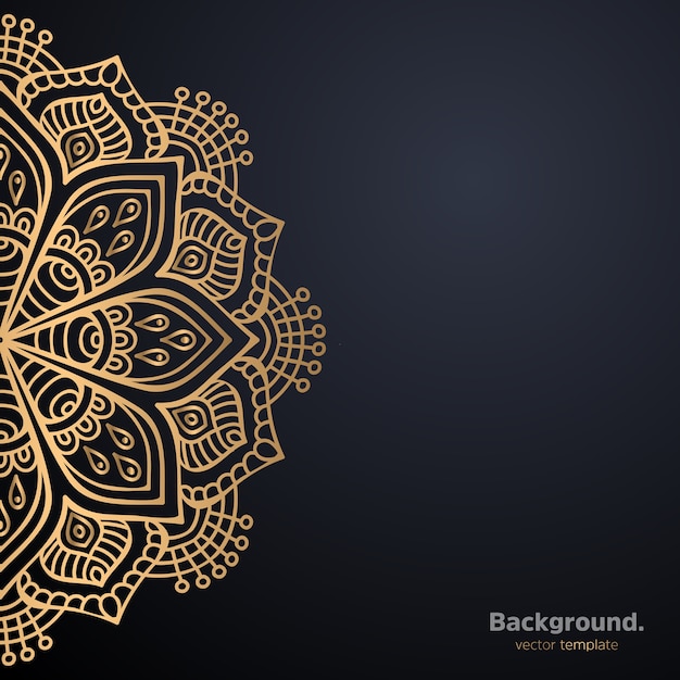 Lujo diseño de mandala ornamental fondo en color oro
