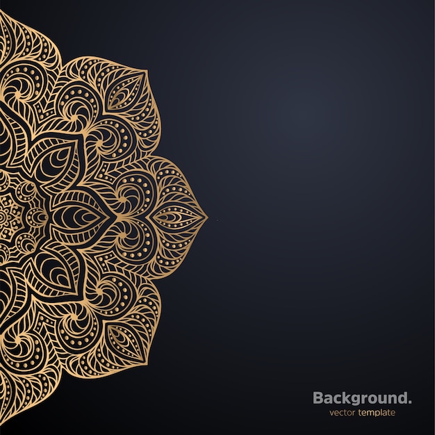 Lujo diseño de mandala ornamental fondo en color oro