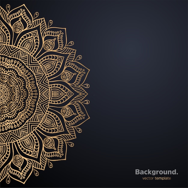 Lujo diseño de mandala ornamental fondo en color oro