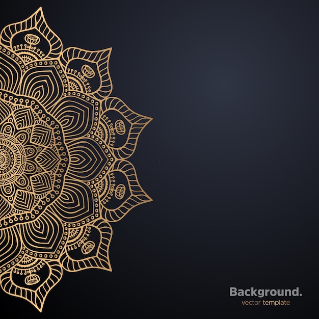 Lujo diseño de mandala ornamental fondo en color oro