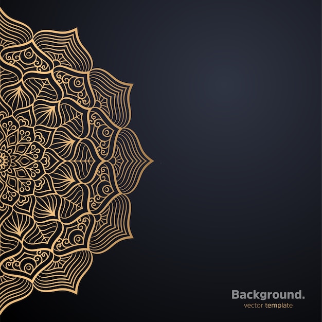 Lujo diseño de mandala ornamental fondo en color oro