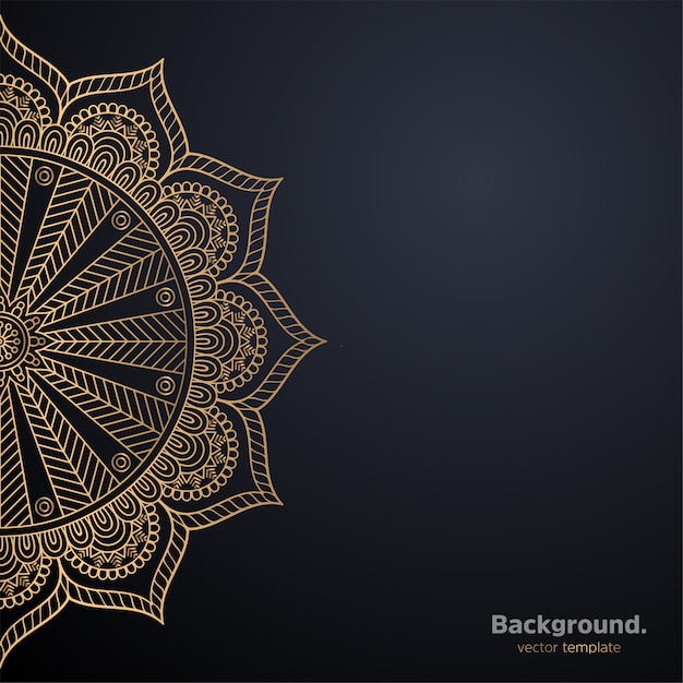 Lujo diseño de mandala ornamental fondo en color oro